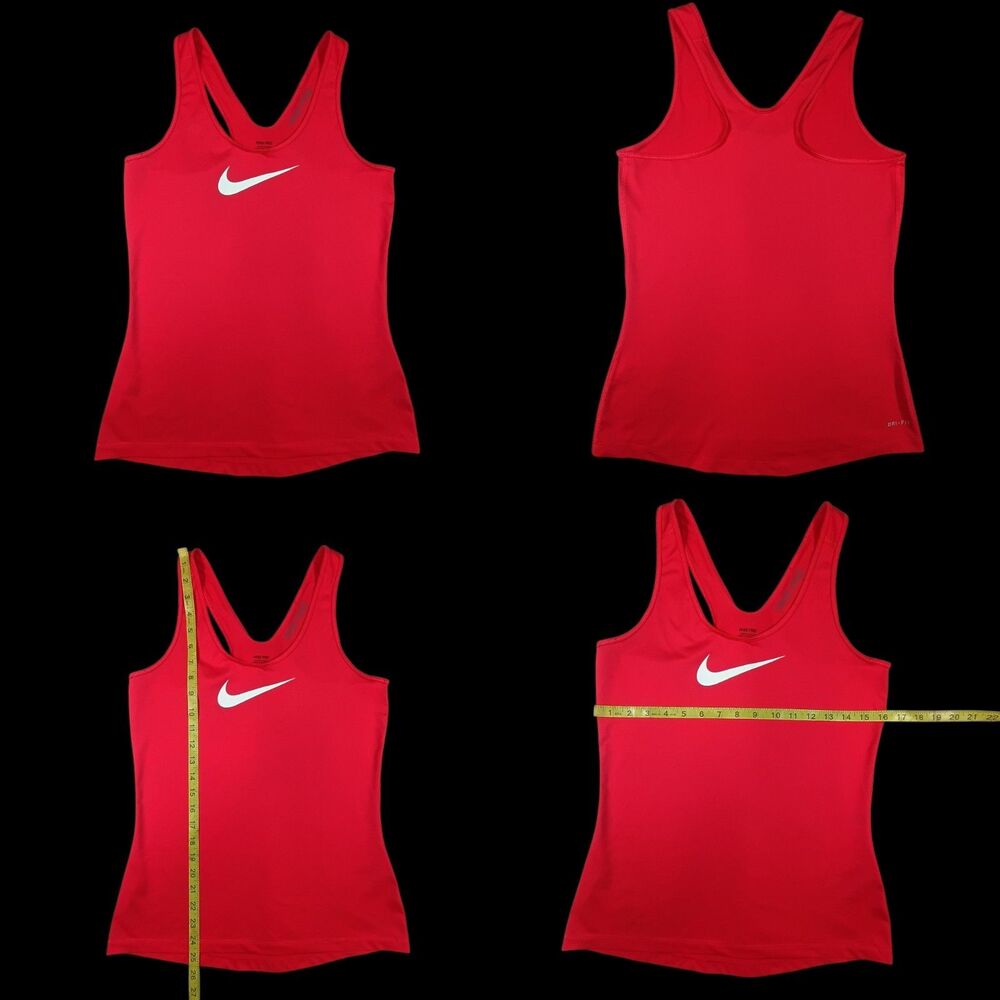 Nike Pro Tank Top Womens Med Red Dri-Fit Racerback Athletic Center Swoosh Logo